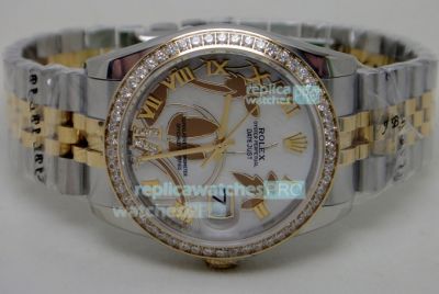 Replica Rolex Datejust White Maple Leaf Dial 2-Tone Case Watch